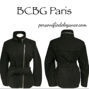 NEW BCBG Paris Black Asymmetrical Short Coat Size XL